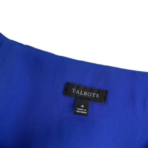 Talbots Blue Floral Etched Toile Smocked Fit and Flare Midi Dress - Picture 4 of 10